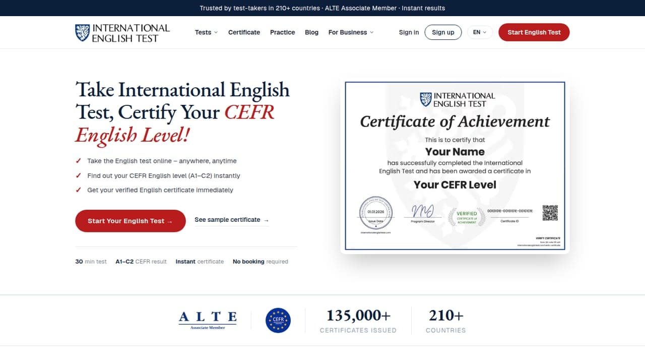 International English Test — Certify Your CEFR English Level